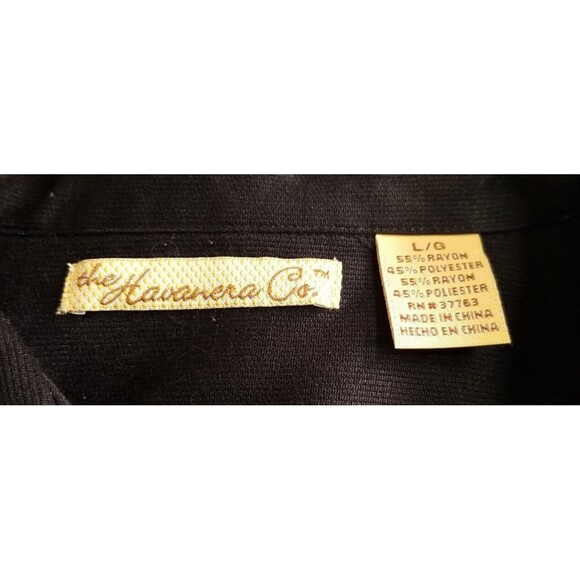 THE HAVANERA CO Shirt Large  Button up Guayabera-Style Hawaiian  Black   A5 - Picture 5 of 5